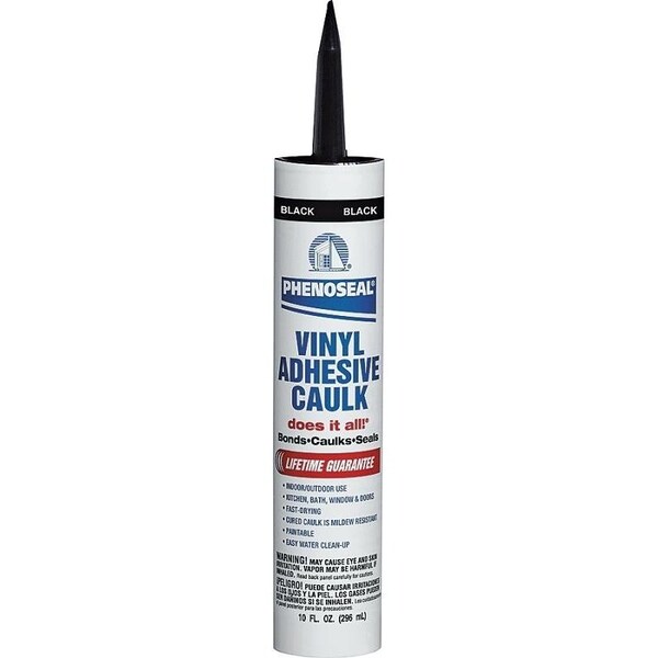 Dap PHENOSEAL 0 Vinyl Adhesive Caulk, Black, 48 hr Curing, 20 to 180